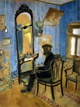 Uncle Zussi The Barber Shop contemporary Marc Chagall Oil Paintings